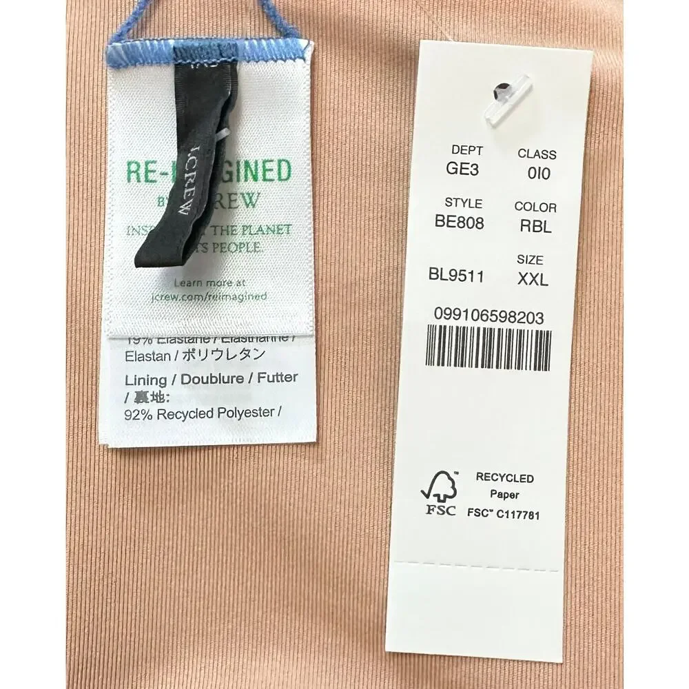 2/$15 NWT J. Crew Ribbed High-Rise Cheeky Bikini Bottom Blue High-Cut Size 2XL